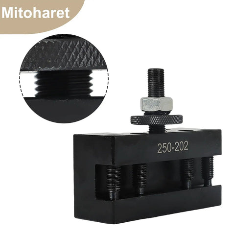 BXA Wedge Style Mini Lathe Tool Post Rack For Machines Up To 15 Inch Swing with rugged steel brackets and adjustable screws.