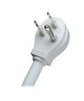 Close-up of right angle plug on Isobar 8 Outlet Surge Protector Power Strip With 25 Foot Cord, Metal Housing, $50,000 Insurance