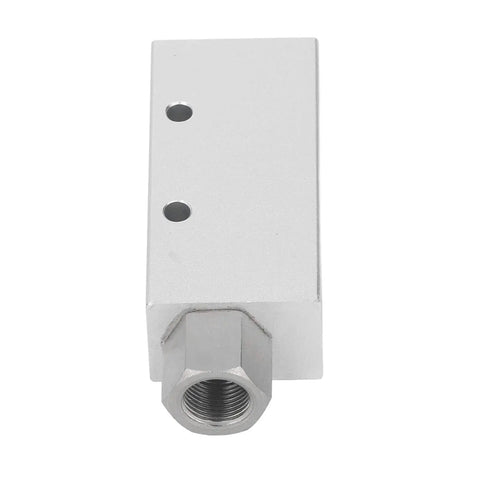 Heavy Duty Pneumatic Vacuum Generator And Air Operated Ejector Pump Featuring Solid Aluminum Frame for Machine Tool Shops, detailed view of aluminum connection block.