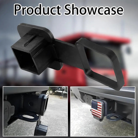 2 Inch Trailer Hitch Cover USA Flag Tube Plug For 2 Inch Receivers Fits Most Vehicles SUV RV Pickup ATV Red Patriot Tow Accessory Durable TPU Construction Weatherproof All Seasons Exterior Car Accessory visibly installed