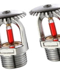 Heavy Hitter Quick Response Fire Sprinkler Heads Five Pack with red glass bulbs, brass fittings, upright mounting design.