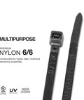 Heavy Duty UV Resistant Black Cable Ties 18 Inch 50 Pack Industrial Strength Six By Six Nylon for Multi Purpose Use