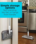 No Fuss Grab And Go Cordless Floor Sweeper Loaded With A Beefy 50 Minute Lithium Charge with self-standing storage options.
