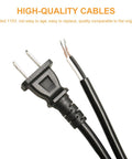 2 Prong Polarized 18 Gauge Power Extension Cord 8 Feet Open End Wire With Durable Copper Conductors Weather Resistant Vinyl Insulation