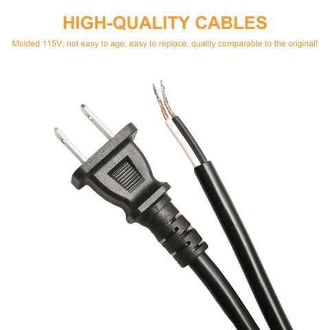 2 Prong Polarized 18 Gauge Power Extension Cord 8 Feet Open End Wire With Durable Copper Conductors Weather Resistant Vinyl Insulation