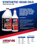 Synthetic SAE 75W-140 Gear Oil, Heavy Duty 1 Gallon bottles with key benefits displayed