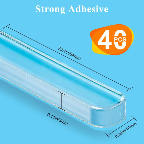 Heavy Duty Silicone Cabinet Door Bumpers, Ultra Grippy Self Adhesive Anticollision Tape, Pro Level Noise Dampening Pads For Kitchen Cabinets And Wood Furniture, Straight Up A Game Changer, 2.51x0.39 inches, 40 pieces.