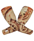 Ultra Comfort Ice Silk Arm Sleeves Featuring Steampunk Cog Graphics, Sick Sun Shields For Gym Workouts And Road Rides showing a detailed design of cogs.