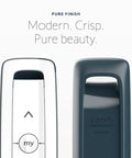 Front and back view of Pure White RTS Remote For One Motorized Shade Or Group, Single Channel Control, Not Zigbee WiFi Z Wave