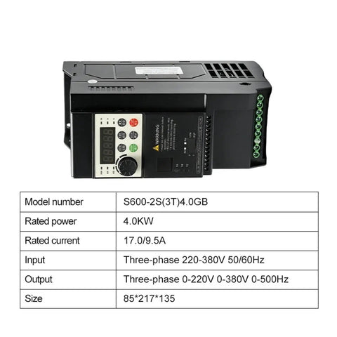 Pro Shop 2.2KW Round Water Cooled Spindle Motor Paired With 400Hertz Vfd Inverter For 220Volt Cnc Routers And Mills side view of 4.0KW VFD inverter
