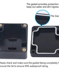 Solid Build Ip65 Waterproof Abs Plastic Electronic Project Box With Drain Plugs Outdoor Electrical Enclosure Battery Housing Component Cabinet Tight Snap Top Black 2.48 X 2.28 X 1.38 Inches showing black box with gasket.