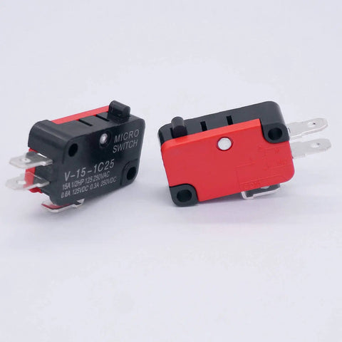Snap Action Micro Limit Switch SPDT 1NO 1NC 125V 250V 16A Easy Swap Push Button Actuator, compact design, shown on white background