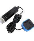 Heavy Duty Cordless Submersible Sump Pump Knocking Out Standing Water Fast With A Killer 500 Gallon Per Hour Flow Rate And Solid 16 Foot Max Lift For No Sweat Flood Removal with black casing and blue battery.