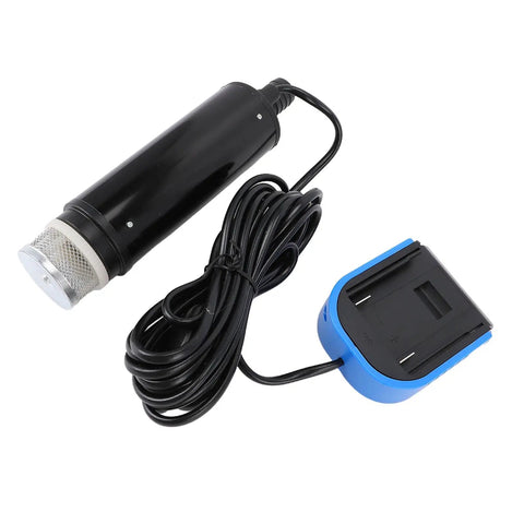 Heavy Duty Cordless Submersible Sump Pump Knocking Out Standing Water Fast With A Killer 500 Gallon Per Hour Flow Rate And Solid 16 Foot Max Lift For No Sweat Flood Removal with black casing and blue battery.