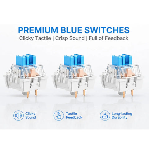 62 Piece Blue Mechanical Keyboard Switches Kit With Puller And Brush For DIY Builds Typing Tests Custom Layouts And Keyboard Clicker Projects For Enthusiasts And Hobbyists Crafting Custom Keyboards, blue tactile switches