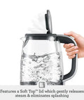 Crystal Clear Glass Electric Kettle With German Schott Glass Soft Opening Lid gentle steam release boiling water
