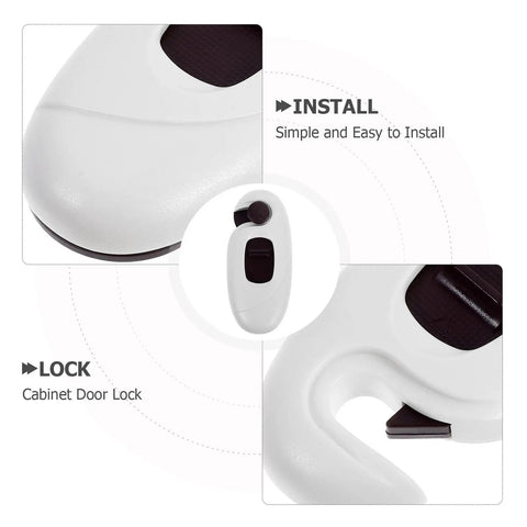 Close-up of Kid Proof Cabinet And Fridge Locks with Double Button Design highlighting easy installation.