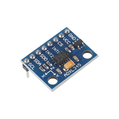 ADXL345 3 Axis Accelerometer Sensor Module With I2C And SPI Interfaces For Raspberry Pi And Microcontrollers Ultra Low Power Tilt Sensor 13 Bit Resolution 16g Range 4 Pack blue PCB with labeled pins