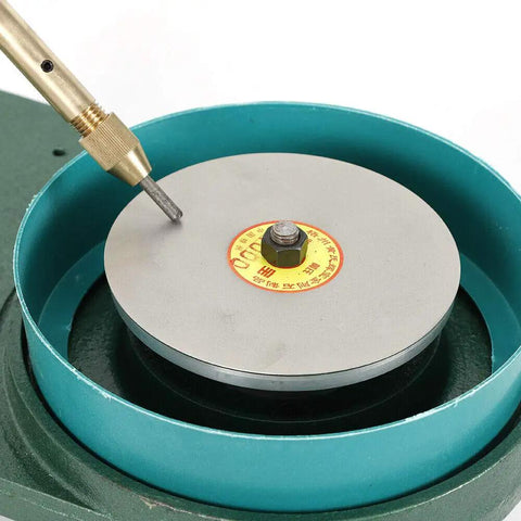 Faceting And Polishing Gem Cutter Pro Grade Workhorse with 6 Inch Disc and Faceted Manipulator in action