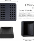Top Shelf Rubber Furniture Pads Iron Clad Non Slip Chair Wheel Stopper detail showing black rubber pad size and design features.