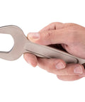 Hand holding a 30 mm Service Wrench With 15-Degree Angled Head And Drive Square, Short Handled Access Wrench For Tight Spots, Tekton Quality