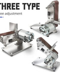 Mini Electric Belt Sander Bench Grinder Polishing Kit For Knife Making Woodworking with adjustable surfaces and motor.