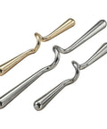 Vintage Cabinet Pulls 3 Pack Wave Handles in silver and gold, solid metal hardware for cabinets, dressers, wardrobes, and cupboards.