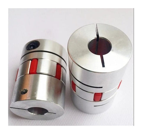 Precision Aluminum Servo Motor Disc Coupler With Flexible Elastic Shaft Connector, OD25 L30, silver and red design for torque transfer.