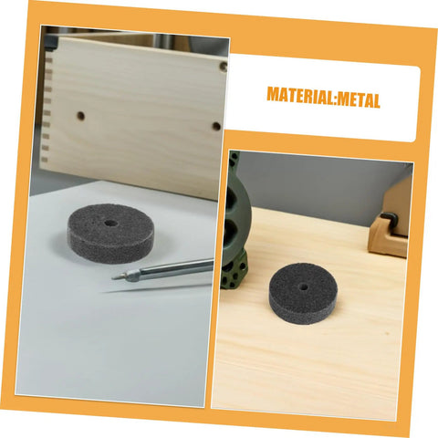 Super Cool Nylon Polishing Wheel Buffing Disc Kit With 10mm Hole laying on a wooden surface, showcasing its material and size.