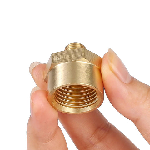 Brass hex pipe bushing, 1/8 in male to 1/2 in female NPT; OD 3/8 in, ID 3/4 in