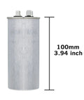 Beefy 45 MFD Run Start Capacitor For AC Units Fans And Pool Pumps 370 440 450 VAC CBB65 Round Canister Replacement With Wide Operating Temperature Range, 100mm