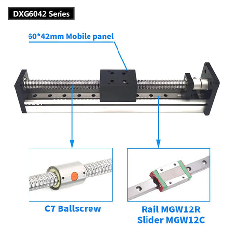 Dope CNC Rail Linear Guide Stage Sliding Table For XYZ Axis Motion in aluminum with SFU1204 ballscrew and rail slider view