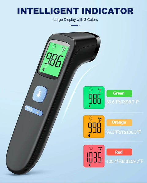 Non Contact Forehead Thermometer For Adults And Kids, Quick 1 Second Reading, Fast Accurate Temperature Check For Home Use, Hygienic No Contact Scan, Safe Family Friendly Tool, black digital display