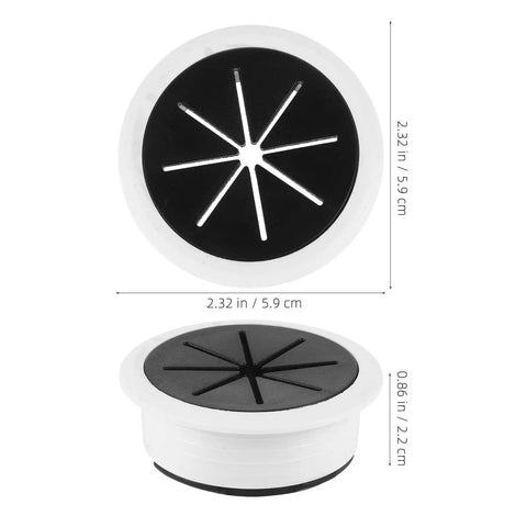 Six Piece Desk Cable Hole Cover Grommet Kit For Office Desks With Easy Threading Cord Organizer Round Cable Grommets For Clean Cable Management Desk Cable Hole Covers 6 Pack Neat Workstation, 2.32 in black and white desk grommet