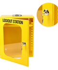Lockout Tagout Station Wall Mounted Heavy Duty Built Tough LOTO Box Cabinet For Industrial Safety, yellow steel cabinet with key