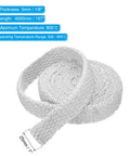 White PATIKIL ceramic fiber gasket rope, 1 in x 1/8 in x 157 in, for wood stove doors, high-temperature seal.