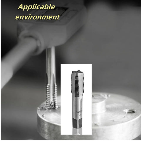 M16 X 1.5 and M14 X 1.5 Tap and Die Set for Metric Threads Right Hand tool in use on metal surface