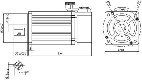 Technical drawing of Heavy Duty Helical Gear Reducer Planetary Gearbox with 19mm input shaft, dimensions shown.