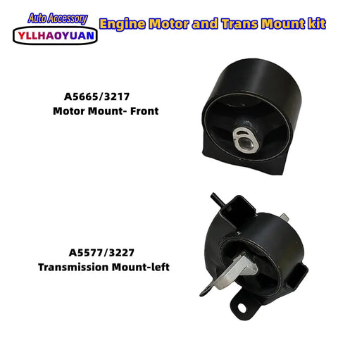 Engine motor and trans mount kit for Grand Caravan, showing front and left transmission mounts with part numbers A5665 and A5577