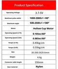 Product specification chart for Rock Solid Three Point Seven Gram Digital Servo Featuring Plastic Gears And A Coreless Motor.