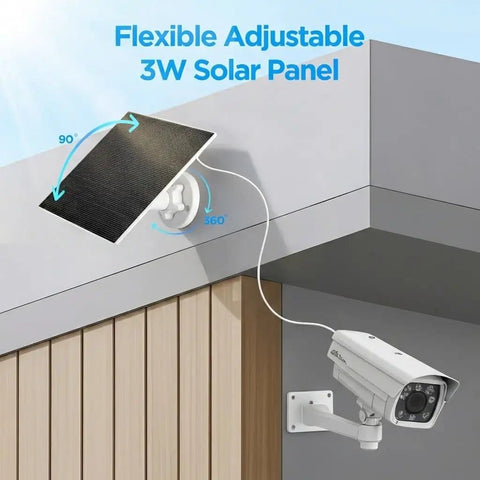 5V 3W Solar Panel For Smart Bird Feeder And Outdoor Security Camera With IP65 Waterproof Build mounted on roof corner