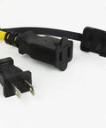 Close-up of plug connectors for Tough As Nails Construction Cage String Lights For 100 Ft Run With 10 E26 Medium Base Sockets