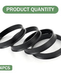 4 Pack Hub Centric Ring Set, 60.1 Mm To 73.1 Mm Wheel Bore Adapters, black polycarbonate spacers for smooth wheel mounting.