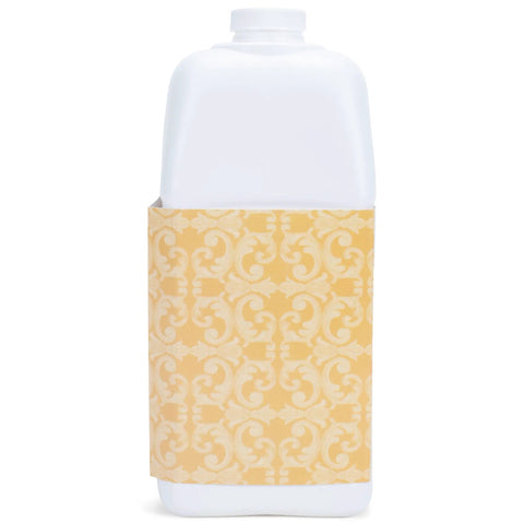 Gallon of Glamorous Wash High Maintenance Laundry Detergent 128 Oz Floral Woody Scent with decorative yellow label design