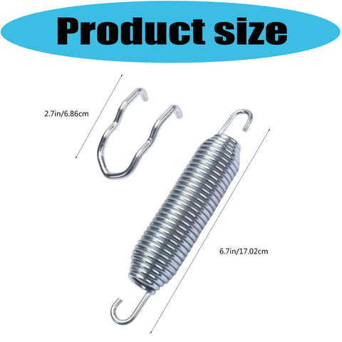 Product size of Top Rated Deck Idler Tension Anchor Fitting For Mowers with durable metal spring, dimensions shown.