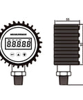 Digital Pressure Gauge With 3-1/8 Inch Dial, 0-100 Psi Bar MPa KPa Readout, 1/4 Inch NPT Lower Mount, Backlit 5-Digit Display, 0.25% Accuracy