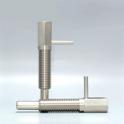 Heavy Duty Stainless Steel Indexing Plunger With Coarse Thread Screw Lever Locking Pin Shop Rated And Built To Keep Things Dead Center During The Daily Grind For Precision M16 Fit, showcasing two stainless steel plungers with coarse threads.