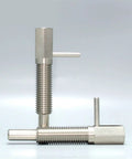 Premium Stainless Steel Indexing Plunger Screw Actuator M16 Thread Ball Nose Locking Pin on a gray background.