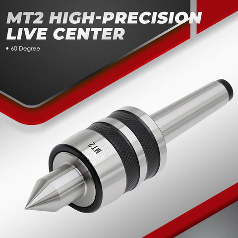MT2 Morse Taper Live Center 60 Degree Point Built Tough With Triple Bearing Lathe Center For CNC Turning High Precision And Rock Solid Stability