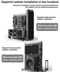 Open Air PC Test Bench Frame For DIY Rig Builds Heavy Duty Steel Desktop Chassis Rack Stand fits ATX ITX MATX motherboards with side and rear-mounted radiators, black powder coated 2mm steel, 300x182x347mm profile